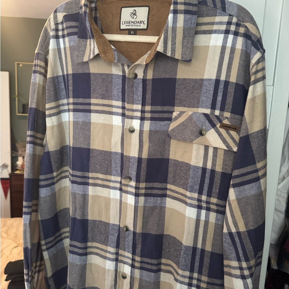 Legendary Whitetails Men's Blue and Tan Flannel Shirt